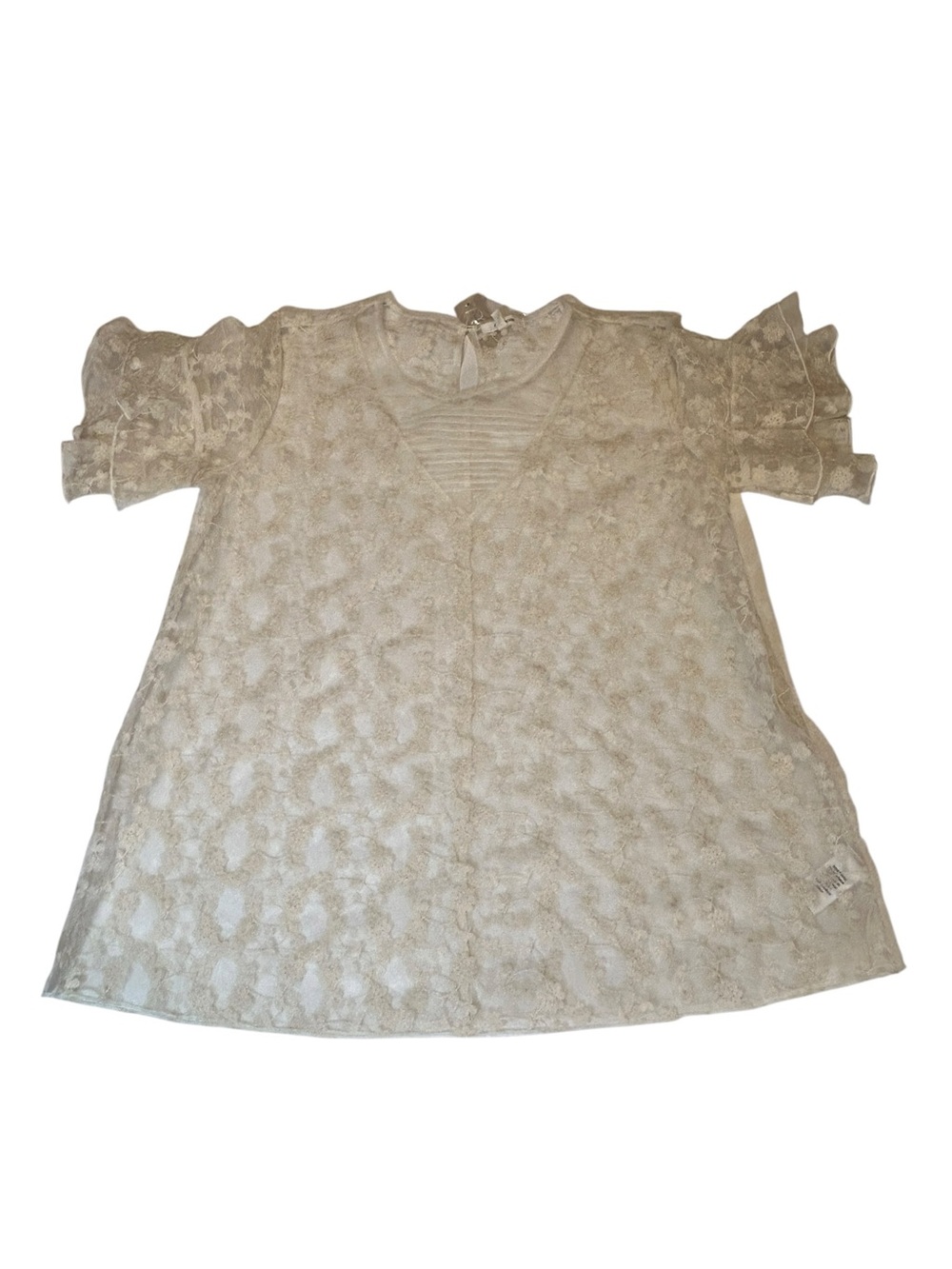 Ivory Embroidered Lace Babydoll Blouse XL NWT Puff Sleeve Boho Romantic Cottagec